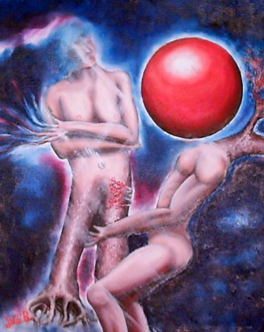 Peinture intitulée "" Fusion astrale "" par Jicé B., Œuvre d'art originale, Huile