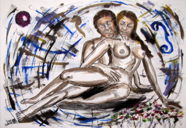 Painting titled "" Couple "" by Jicé B., Original Artwork, Chinese Calligraphy