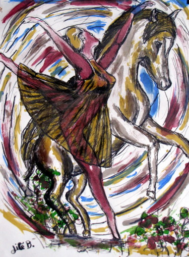 Peinture intitulée "" Dancing "" par Jicé B., Œuvre d'art originale, Encre