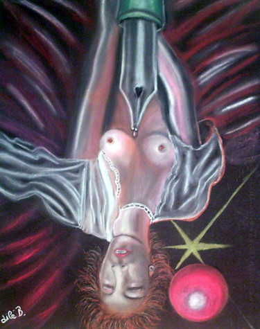 Peinture intitulée "" La plume "" par Jicé B., Œuvre d'art originale, Pastel