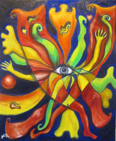 Painting titled "" L'oeil intrus "" by Jicé B., Original Artwork, Oil