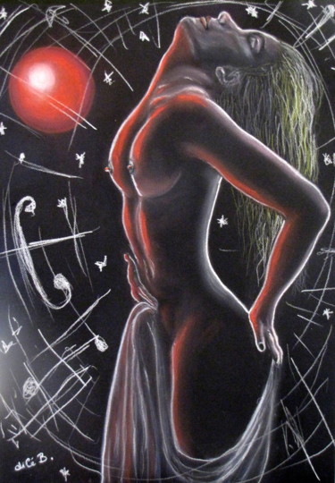 Painting titled "" Offrande astrale "" by Jicé B., Original Artwork, Pastel