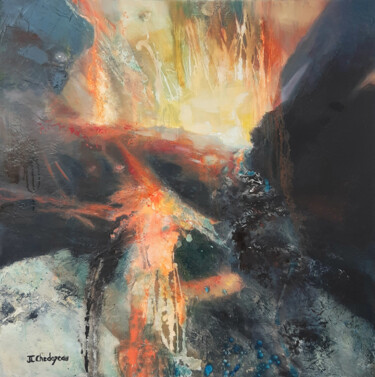 Painting titled "MAGMA" by Jean Charles Chédozeau, Original Artwork, Oil
