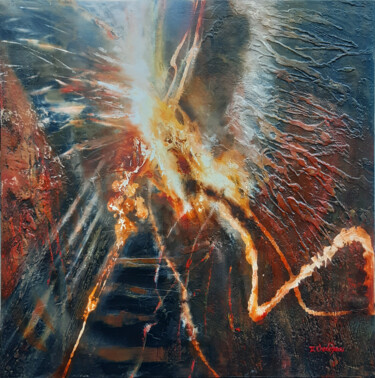 Painting titled "FUSION" by Jean Charles Chédozeau, Original Artwork, Oil