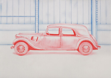 Drawing titled "Traction" by Jean-Charles Hecquet, Original Artwork, Pencil
