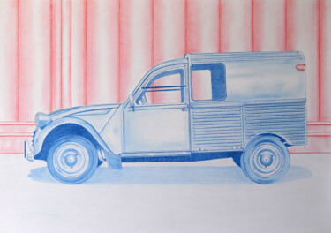 Σχέδιο με τίτλο "2CV Camionnette" από Jean-Charles Hecquet, Αυθεντικά έργα τέχνης, Μολύβι