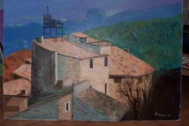 Painting titled "Campanile en Vauclu…" by Jean Chauvet, Original Artwork