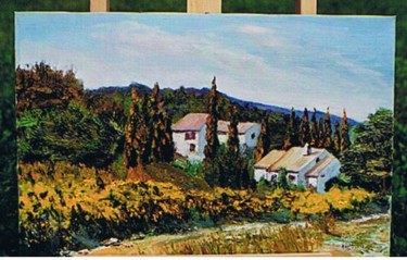 Painting titled "Dans la colline aux…" by Jean Chauvet, Original Artwork, Oil