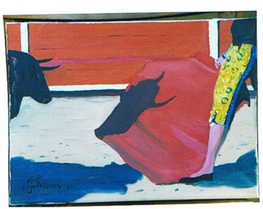 Pintura titulada "Corrida IX" por Jean Chauvet, Obra de arte original, Oleo