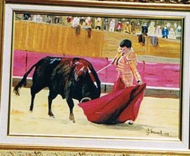 Pintura titulada "Corrida" por Jean Chauvet, Obra de arte original, Oleo