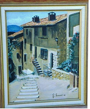 Painting titled "Rue de Gréoux" by Jean Chauvet, Original Artwork, Oil