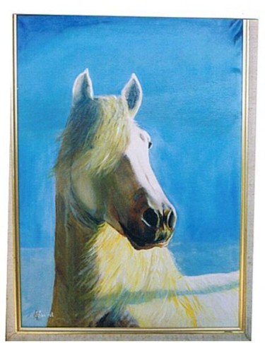 Schilderij getiteld "Tête de cheval" door Jean Chauvet, Origineel Kunstwerk, Olie