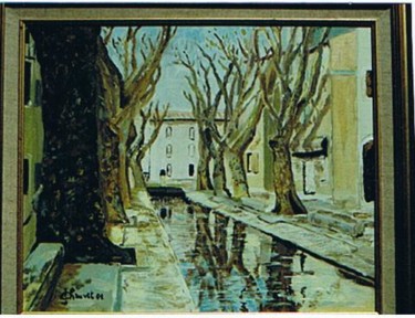 Painting titled "La roubine en hiver" by Jean Chauvet, Original Artwork, Oil