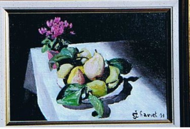 Painting titled "Nat.morte /coings e…" by Jean Chauvet, Original Artwork, Oil