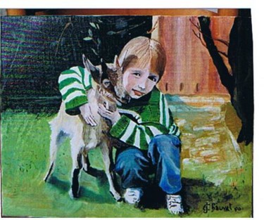 Peinture intitulée "Le garçon et son ca…" par Jean Chauvet, Œuvre d'art originale, Huile