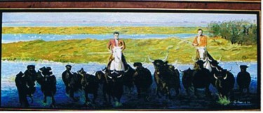 Malerei mit dem Titel "La manade" von Jean Chauvet, Original-Kunstwerk, Öl