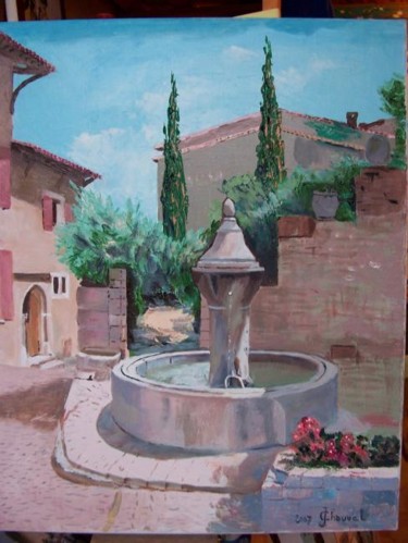 Peinture intitulée "Fontaine à Vaison l…" par Jean Chauvet, Œuvre d'art originale