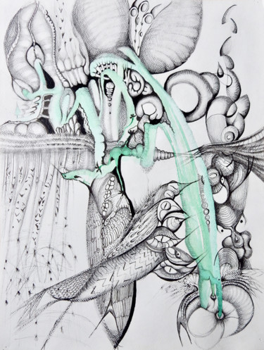 Dibujo titulada "Hirondelles" por Jean-Chrétien Favreau, Obra de arte original, Lápiz