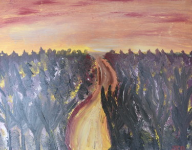 Peinture intitulée "Fôret au crépuscule." par Jean-Christian Belcourt, Œuvre d'art originale, Acrylique