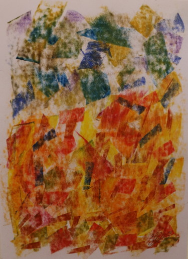 Peinture intitulée "9 / Rosiers Rouges" par Jean-Christophe Hilaire, Œuvre d'art originale, Pastel
