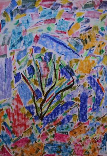 Malerei mit dem Titel "17 / Vieil Arbre" von Jean-Christophe Hilaire, Original-Kunstwerk, Pastell
