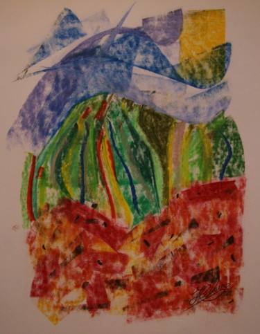 Картина под названием "62 / Carré De Lune" - Jean-Christophe Hilaire, Подлинное произведение искусства, Пастель