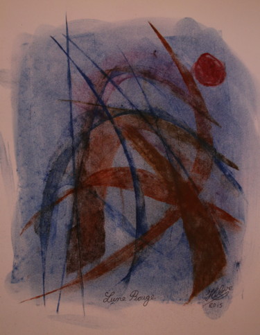 Картина под названием "82 / Lune Rouge" - Jean-Christophe Hilaire, Подлинное произведение искусства, Пастель