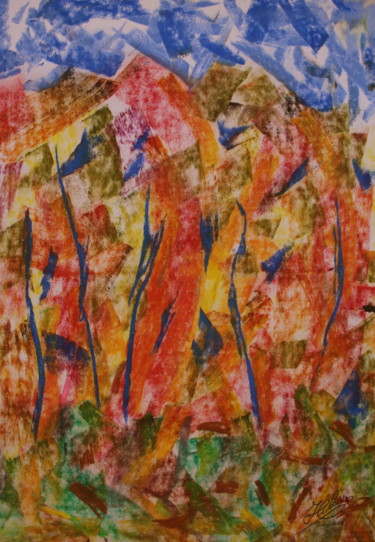 Peinture intitulée "104 / Les Arbleux" par Jean-Christophe Hilaire, Œuvre d'art originale, Pastel