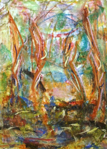 Painting titled "235 / A l'ombre de…" by Jean-Christophe Hilaire, Original Artwork, Pastel