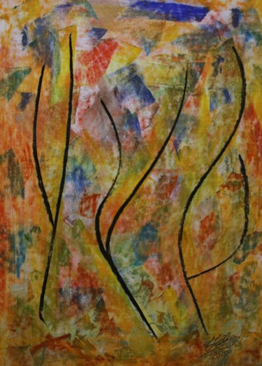 Peinture intitulée "246 / Le trio d'arb…" par Jean-Christophe Hilaire, Œuvre d'art originale, Pastel