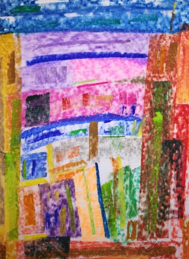 Painting titled "La Cité des Lumière…" by Jean-Christophe Hilaire, Original Artwork, Pastel