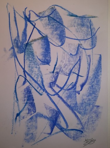 Peinture intitulée "La Valse Bleue / 425" par Jean-Christophe Hilaire, Œuvre d'art originale, Pastel