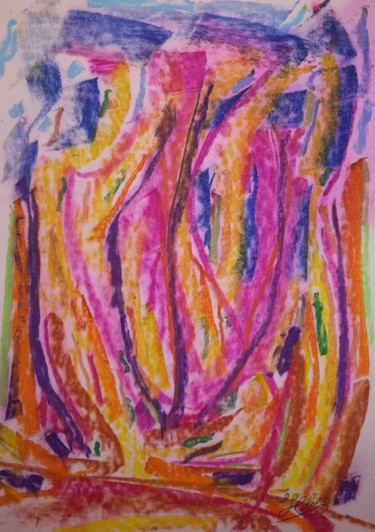 Painting titled "Clairière / 426" by Jean-Christophe Hilaire, Original Artwork, Pastel