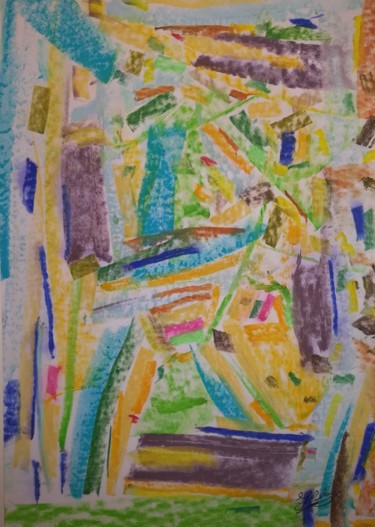 Peinture intitulée "Quatre champs de vi…" par Jean-Christophe Hilaire, Œuvre d'art originale, Pastel
