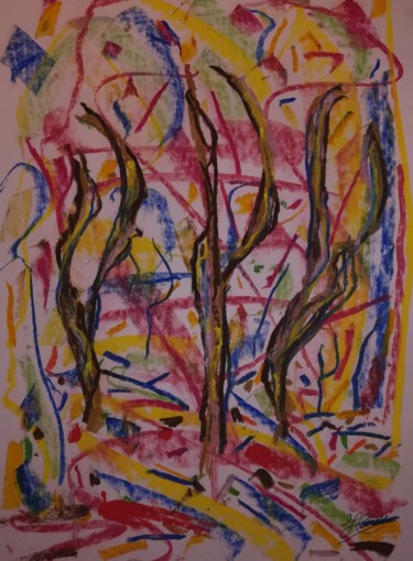Peinture intitulée "Un vent déchaîné /…" par Jean-Christophe Hilaire, Œuvre d'art originale, Pastel
