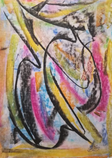 Le Plongeon / 460 Peinture intitulée "Le Plongeon / 460" par Jean-Christophe Hilaire, Œuvre d'art originale, Pastel