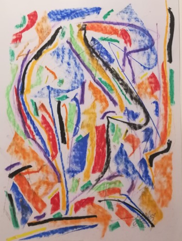Peinture intitulée "Flonflons du regard…" par Jean-Christophe Hilaire, Œuvre d'art originale, Pastel