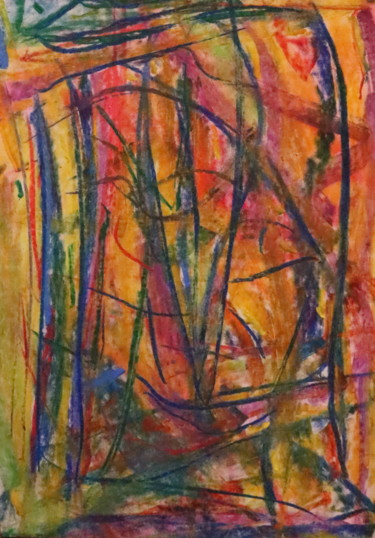 Peinture intitulée "Brasier de fougères…" par Jean-Christophe Hilaire, Œuvre d'art originale, Pastel