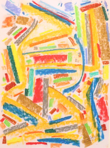 Painting titled "Panorama Coloré / 5…" by Jean-Christophe Hilaire, Original Artwork, Pastel