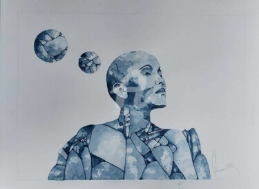 Malarstwo zatytułowany „WOMAN STONE” autorstwa Jean-Christophe Labrue, Oryginalna praca, Akwarela