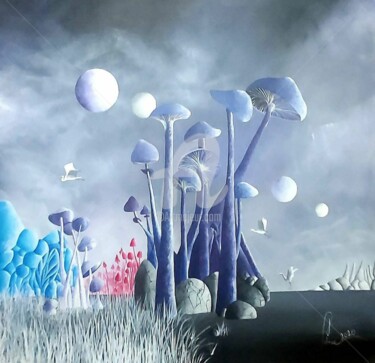 Pintura intitulada "MUSHROOM ISLAND" por Jean-Christophe Labrue, Obras de arte originais, Acrílico