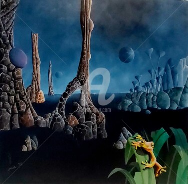Painting titled "THE VALLEY WITH THE…" by Jean-Christophe Labrue, Original Artwork, Acrylic