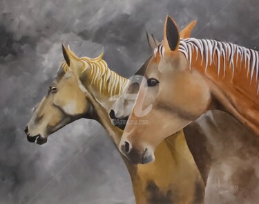 Painting titled "CHEVAUX 2" by Jean-Christophe Labrue, Original Artwork, Acrylic