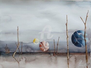 Painting titled "Cap ferret 3" by Jean-Christophe Labrue, Original Artwork, Watercolor