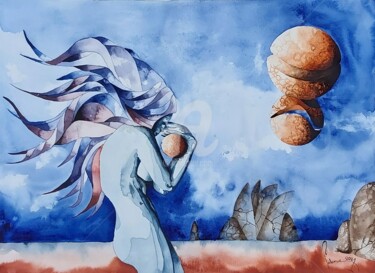 Peinture intitulée "Naissance à terrabl…" par Jean-Christophe Labrue, Œuvre d'art originale, Aquarelle