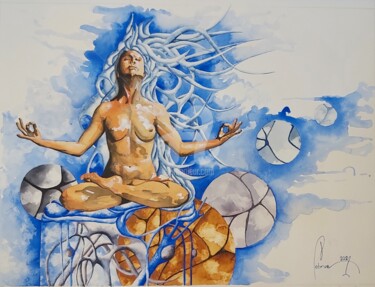 Peinture intitulée "Edwige Song" par Jean-Christophe Labrue, Œuvre d'art originale, Aquarelle