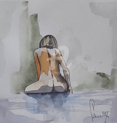 Painting titled "Nu 1" by Jean-Christophe Labrue, Original Artwork, Watercolor