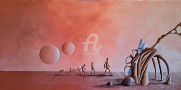 Peinture intitulée "L'évolution en marc…" par Jean-Christophe Labrue, Œuvre d'art originale, Acrylique