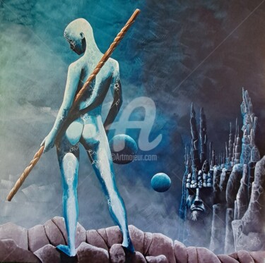 Peinture intitulée "Androgyne blue" par Jean-Christophe Labrue, Œuvre d'art originale, Acrylique