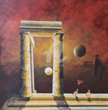 Painting titled "Voyage à Athenes" by Jean-Christophe Labrue, Original Artwork, Acrylic Mounted on Wood Stretcher frame